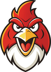 angry rooster head mascot logo white background .
