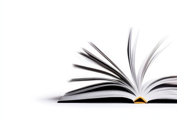 Obraz premium Open book with flying pages, white isolate background