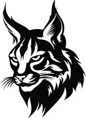 Fototapeta premium Black silhouette of lynx head