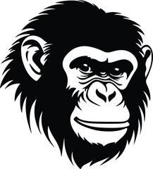Fototapeta premium Black silhouette of macaque head