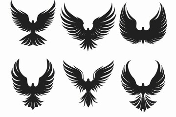 Obraz premium Wings flat icon, angel wings emblem, bird feathers minimal silhouette, pigeon sign, spirituality symbol