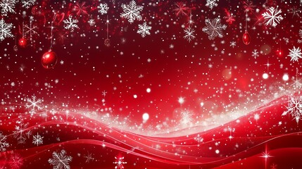 A red background with snowflakes. Concept of warmth and love during the winter season