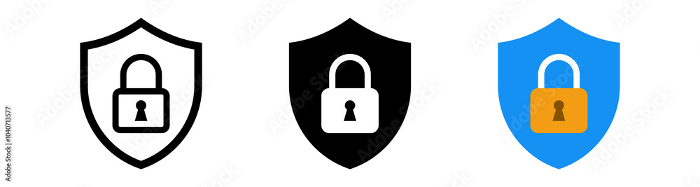 Fototapete Shield icon or security shield protection icon with lock symbol privacy icon , secure private security icons - padlock icon button - Keyhole icon, Door key hole button	