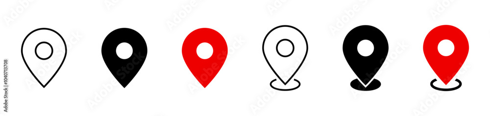 Poster Location icon set, Map pin place marker. location pointer icon symbol in flat style. Location pin icon, Navigation sign	