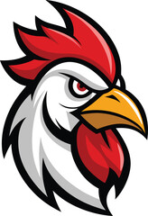 angry rooster head mascot logo white background .