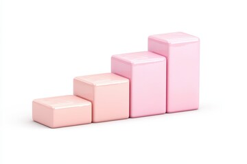 Obraz premium Gradient pink bar graph representing growth on a white isolated background.