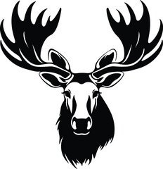 Fototapeta premium Black silhouette of moose head