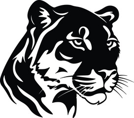 Black silhouette of mountain lion head