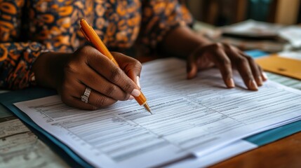 Hand Filling Out Application