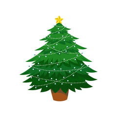 Christmas decoration tree isolated on white background.