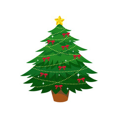 Christmas decoration tree isolated on white background.