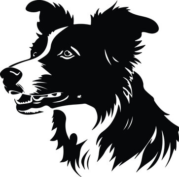 recommend clip art: Black silhouette of border collie head