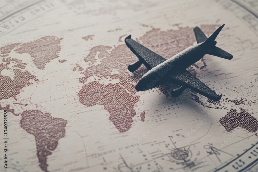 Poster this design features a passport stamp silhouette with an elegant world map background, evoking a sen