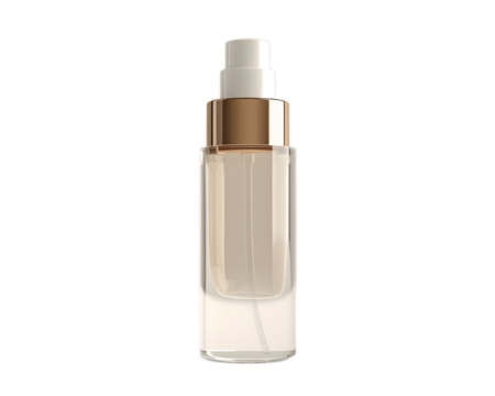 Elegant cosmetic bottle with a glossy finish, perfect for showcasing skincare or makeup products on a neutral background.
