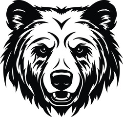 Black silhouette of brown bear head