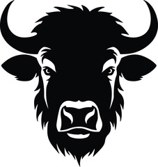 Black silhouette of buffalo head