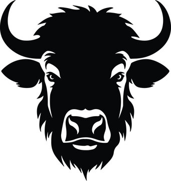 Black silhouette of buffalo head