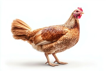 Fototapeta premium A chicken is standing on a white background