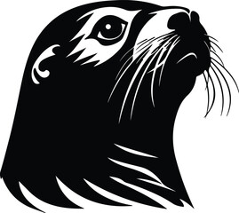 Black silhouette of northern fur seal head