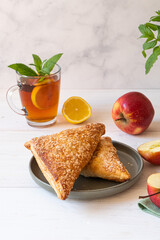 Apple Puff. Homemade Breakfast with Apple Puffs