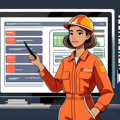 Woman in industry with protective clothing