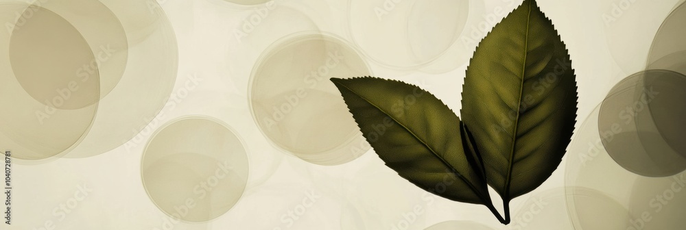 Aufkleber the silhouette of a tea leaf stands out against a gentle, blurred background, highlighting its shape