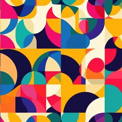Obraz premium Abstract geometric pattern with colorful shapes and vibrant hues.