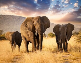 Obraz premium group of elephant in savannah