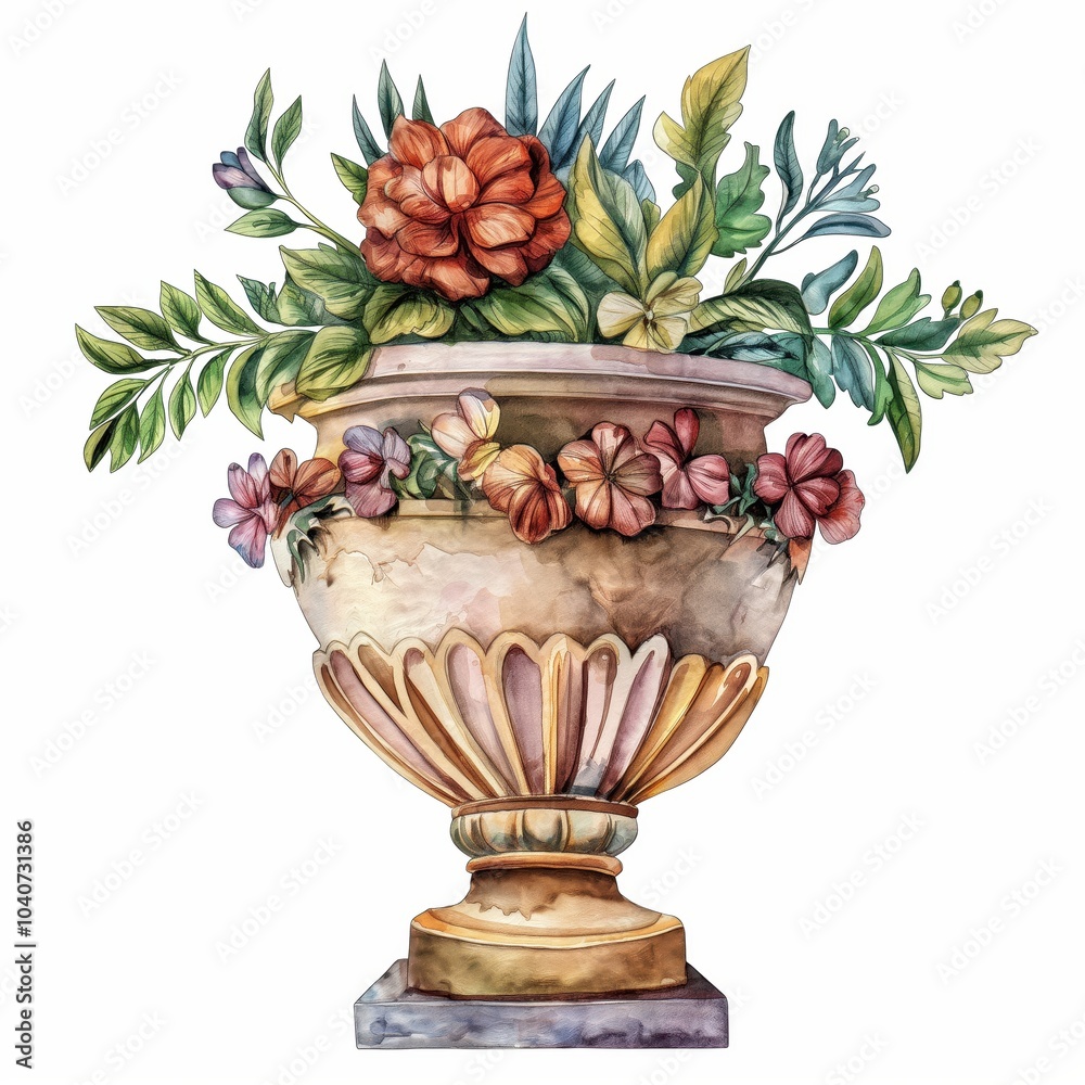 Wall mural a vase with flowers, there is a watercolor painting of it