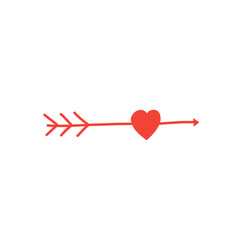 red valentine heart arrow vector