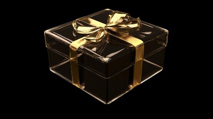 glass gift box with golden ribbon