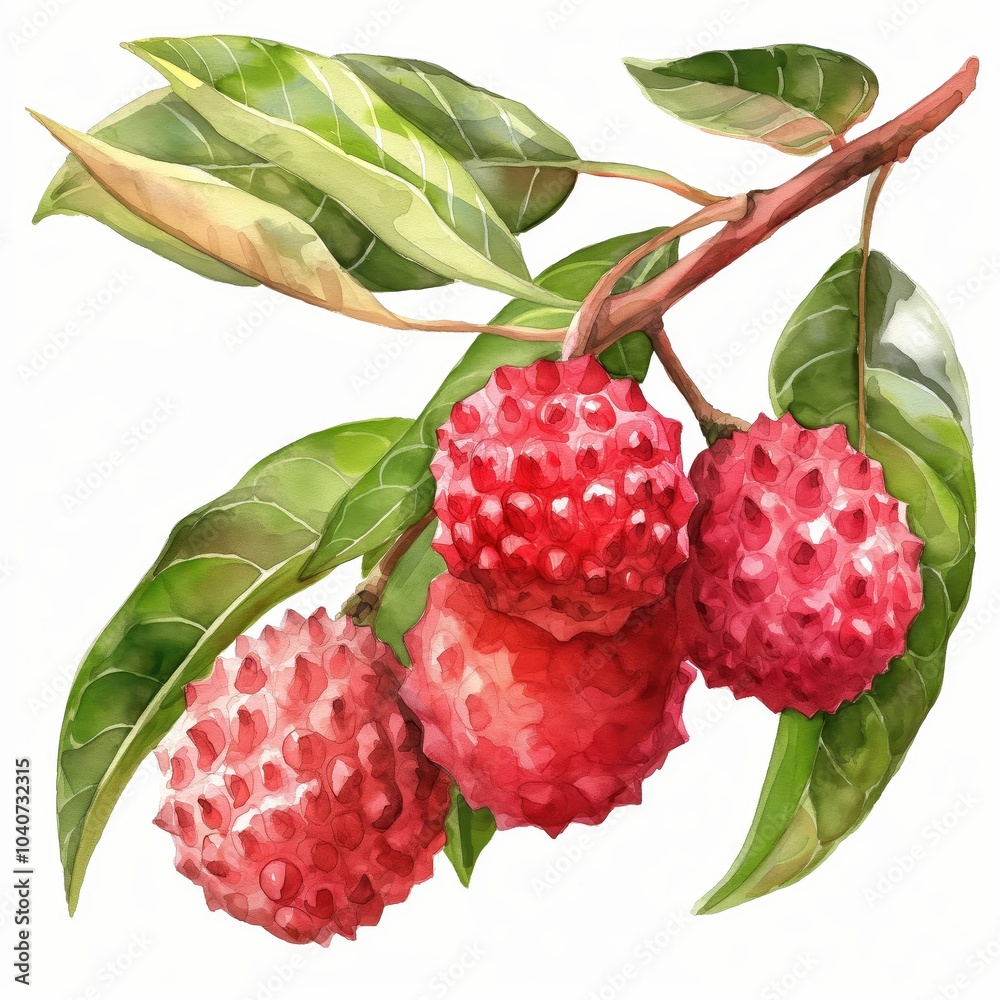 Wall mural Watercolor drawing of lychee