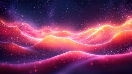 Obraz premium Abstract glowing wave background with pink, orange, and purple lights.