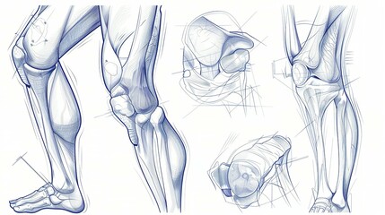 Detailed Anatomical Illustration of the Human Leg, Knee, and Foot