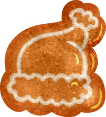 Watercolor Gingerbread Santa Hat Cookie Illustration