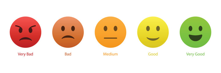 Set of feedback emoji with different face icon collection. Customer satisfaction rating with 5 levels icon. Vector Illustration.