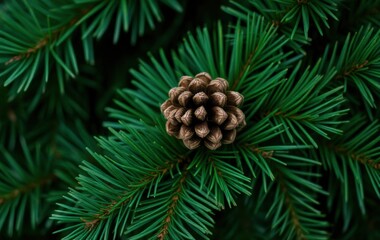 Pinecone resting on lush pine needles