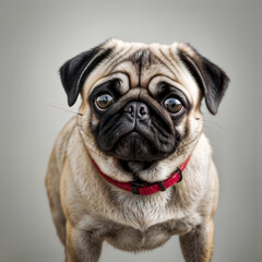 Illustration of a beautiful beige colored loving and cute pug dog