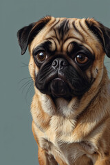 Illustration of a beautiful beige colored loving and cute pug dog