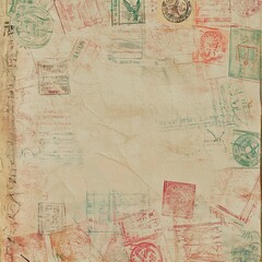 Obraz premium Travel background with different passport stamps
