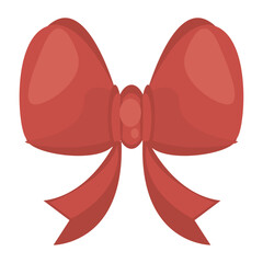 Vector image of a red bow icon with a white background