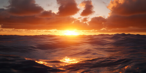 Obraz premium Nascer do sol brilhante refletindo em ondas calmas do oceano