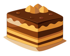 Layered chocolate cake on white 