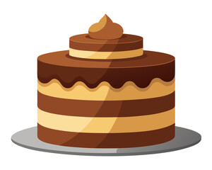 Layered chocolate cake on white 