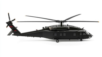 Fototapeta premium Black helicopter isolated on white background.