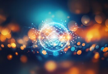 Obraz premium A glowing blue sphere creates a web of interconnected points of light.