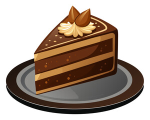 Delicious slice of three layer chocolate cake