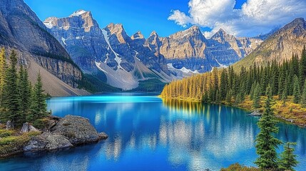 Serene Mountain Lake with Lush Green Forest