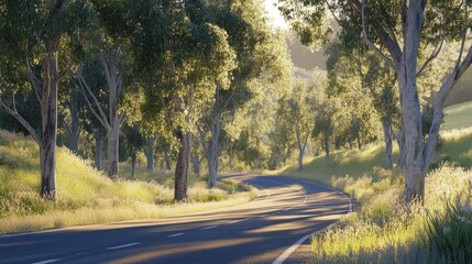 Obraz premium Serene Country Road Surrounded by Lush Greenery