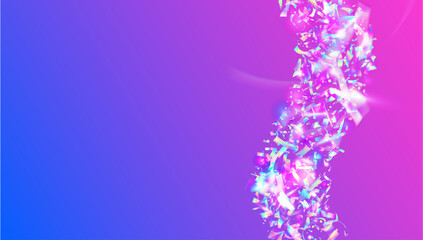 Birthday Ribbon. Glare Christmas Illustration. Color Burst. Isolated Tinsel. Light Template. Abstract Banner. Disco Glitter. Purple Laser Background. Pink Birthday Ribbon